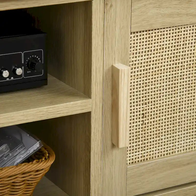 47.3-TV-Ständer mit Rattantür und Stauraum für Fernseher bis zu 60 Zoll