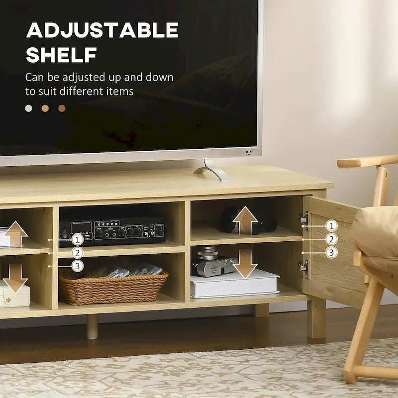 Mueble para TV de 47.3 con puerta de ratán y almacenamiento para televisores de menos de 60