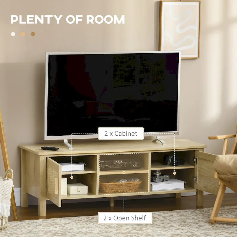 47.3-TV-Ständer mit Rattantür und Stauraum für Fernseher bis zu 60 Zoll