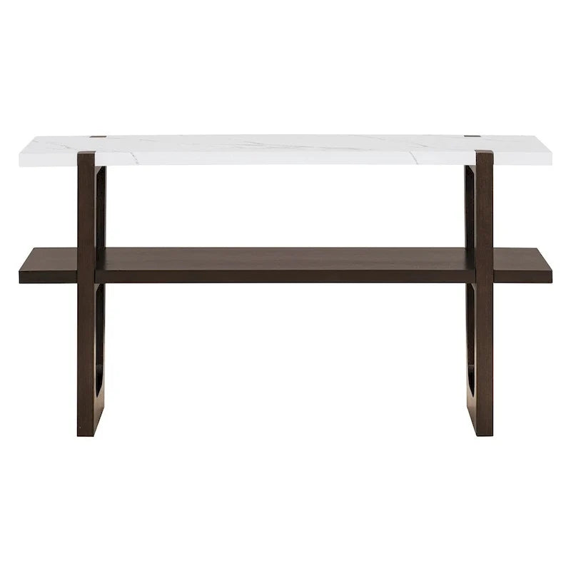 Retro-eleganter Konsolentisch mit Marmoroptik und vielseitigem Stauraum
