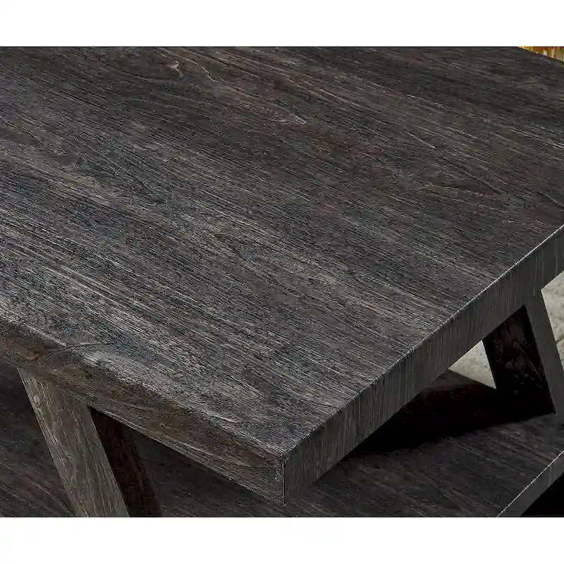 Mesa de centro contemporánea con estante de madera y acabado blanco, para la sala de estar