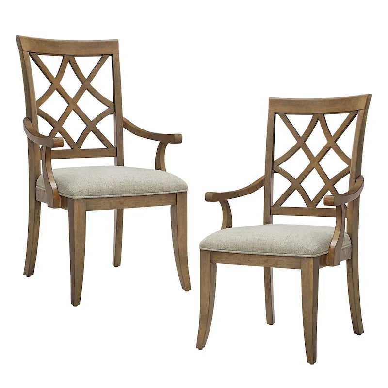 Ensemble moderne de 2 chaises de salle à manger avec accoudoirs et assise rembourrée, idéal pour le salon, la salle à manger et le comptoir de bar