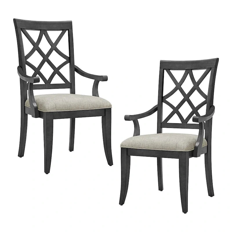 Ensemble moderne de 2 chaises de salle à manger avec accoudoirs et assise rembourrée, idéal pour le salon, la salle à manger et le comptoir de bar