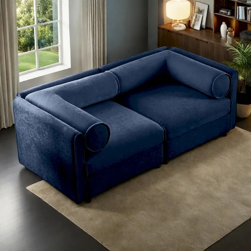 Sofá seccional modular de 2 plazas tapizado en chenilla de 75.5 con asiento de almacenamiento, combinación de bricolaje