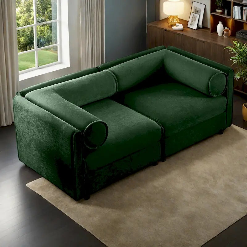 Sofá seccional modular de 2 plazas tapizado en chenilla de 75.5 con asiento de almacenamiento, combinación de bricolaje