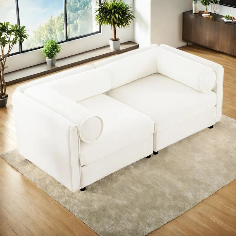 Sofá seccional modular de 2 plazas tapizado en chenilla de 75.5 con asiento de almacenamiento, combinación de bricolaje