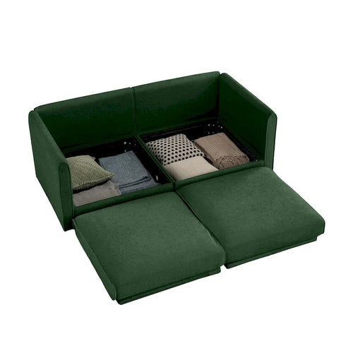 Sofá seccional modular de 2 plazas tapizado en chenilla de 75.5 con asiento de almacenamiento, combinación de bricolaje