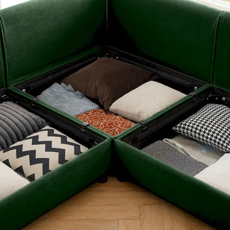 Sofá seccional modular de 2 plazas tapizado en chenilla de 75.5 con asiento de almacenamiento, combinación de bricolaje