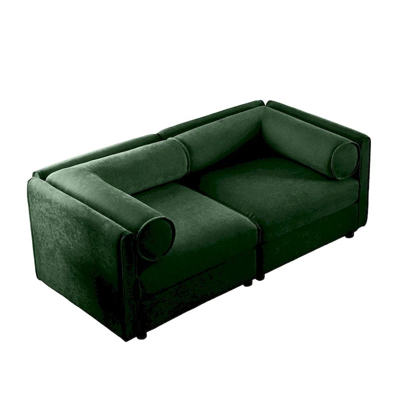 Sofá seccional modular de 2 plazas tapizado en chenilla de 75.5 con asiento de almacenamiento, combinación de bricolaje