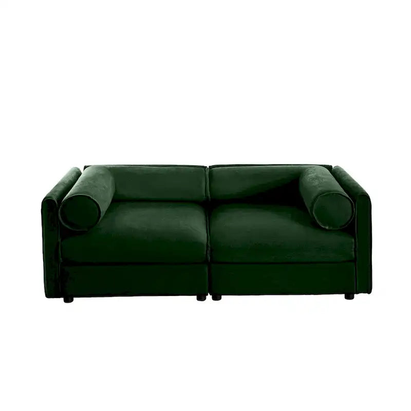 Sofá seccional modular de 2 plazas tapizado en chenilla de 75.5 con asiento de almacenamiento, combinación de bricolaje