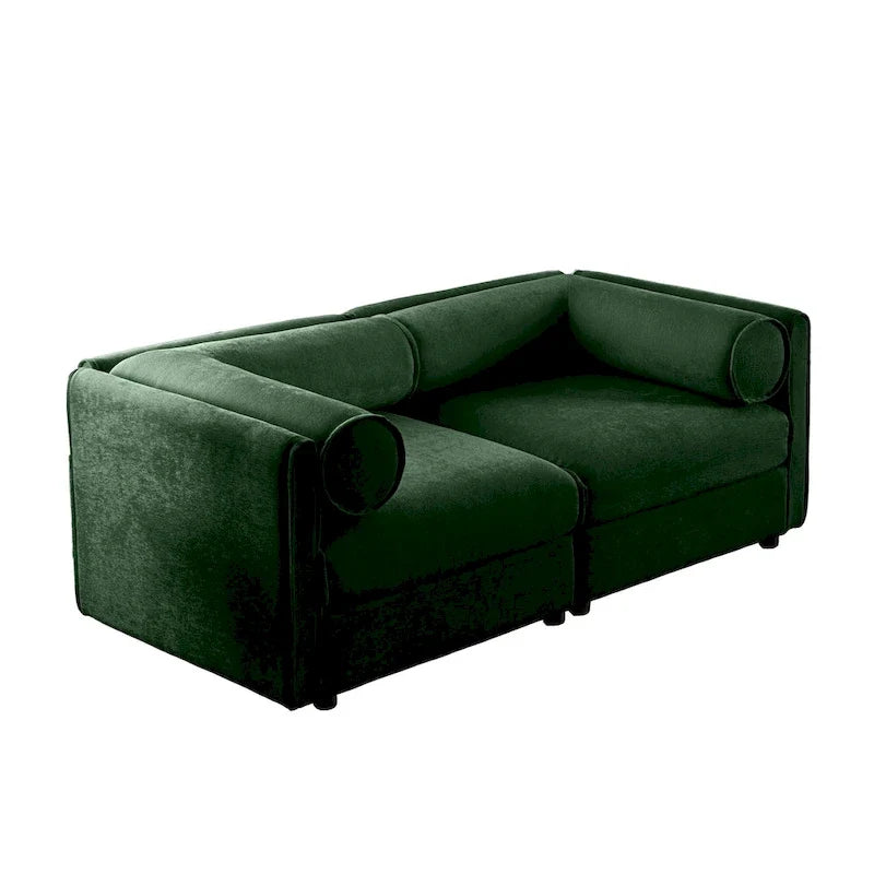 Sofá seccional modular de 2 plazas tapizado en chenilla de 75.5 con asiento de almacenamiento, combinación de bricolaje