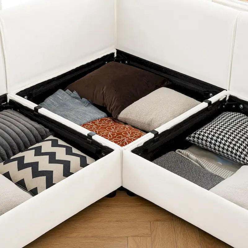 Sofá seccional modular de 2 plazas tapizado en chenilla de 75.5 con asiento de almacenamiento, combinación de bricolaje