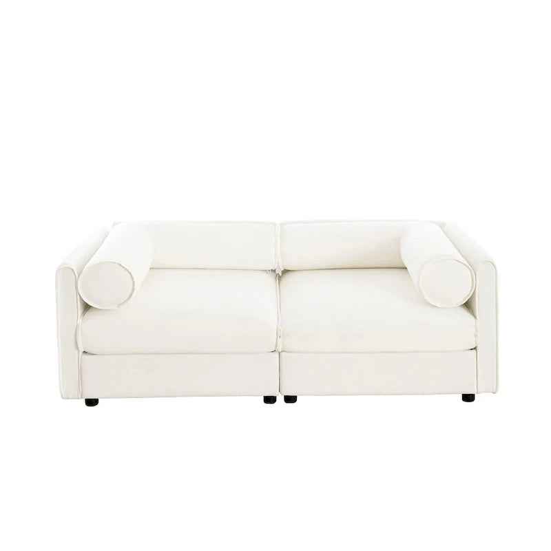 Sofá seccional modular de 2 plazas tapizado en chenilla de 75.5 con asiento de almacenamiento, combinación de bricolaje