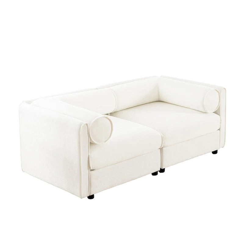 Sofá seccional modular de 2 plazas tapizado en chenilla de 75.5 con asiento de almacenamiento, combinación de bricolaje