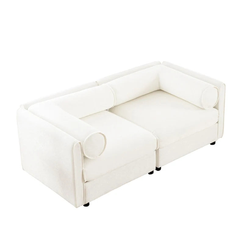 Sofá seccional modular de 2 plazas tapizado en chenilla de 75.5 con asiento de almacenamiento, combinación de bricolaje