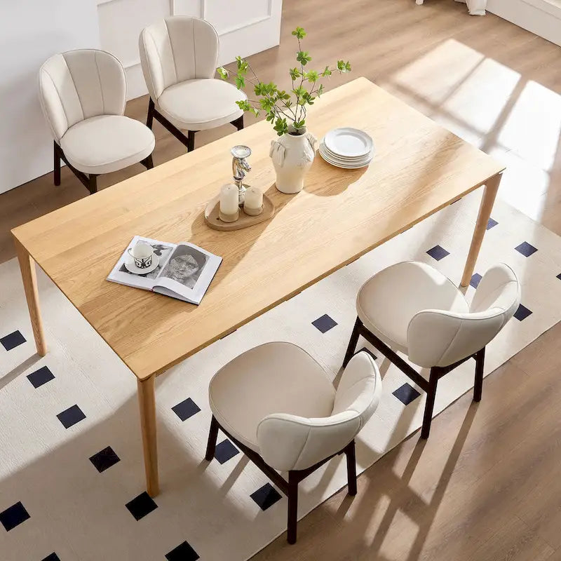 Chaise de salle à manger moderne sans accoudoirs, avec structure en bois et assise rembourrée, adaptée à la cuisine, au salon et au restaurant