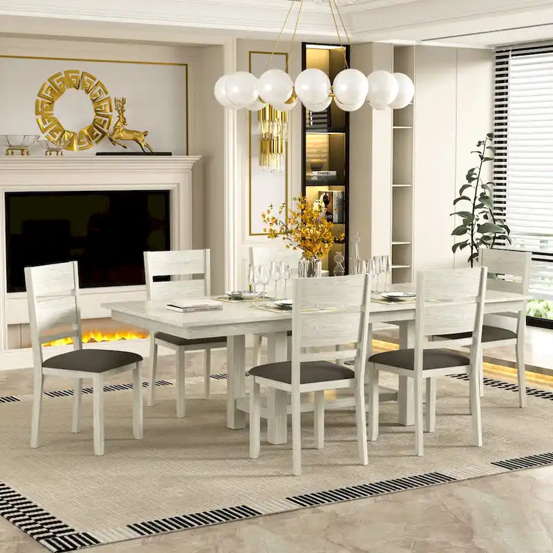 Table de salle à manger rectangulaire extensible moderne en bois massif de 94 pouces