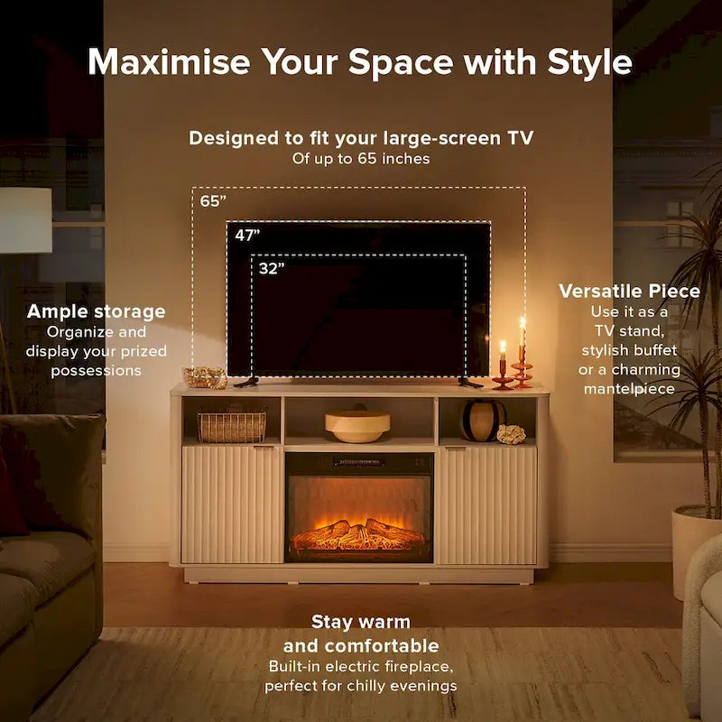 59-TV-Ständer mit elektrischem Kamin