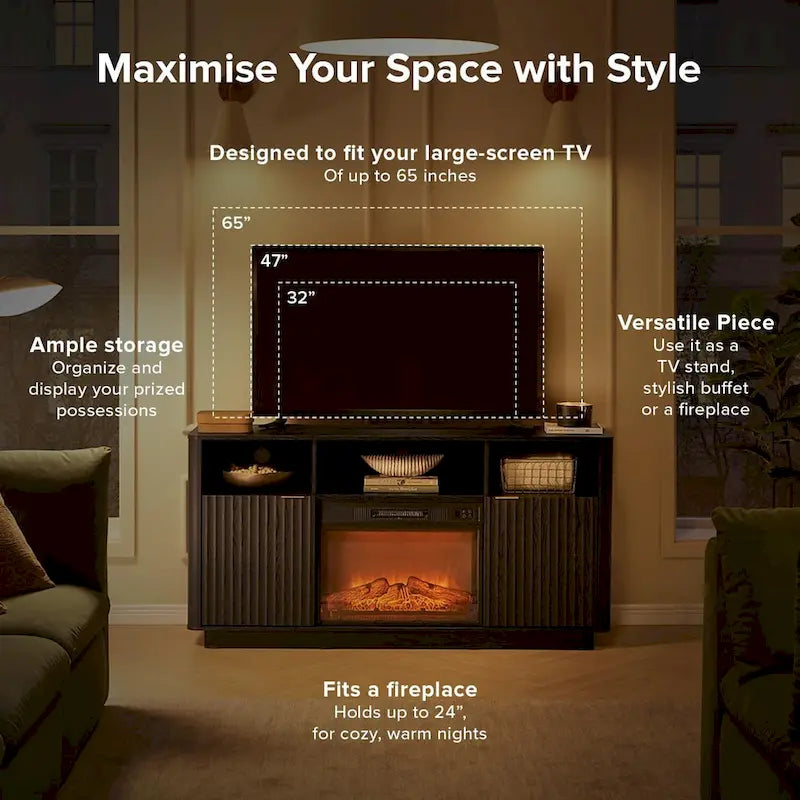 59-TV-Ständer mit elektrischem Kamin