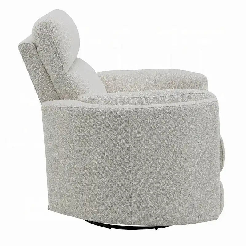 Sillón reclinable giratorio y mecedor — Beige, de bouclé mullido, con cojín suave y cómodo
