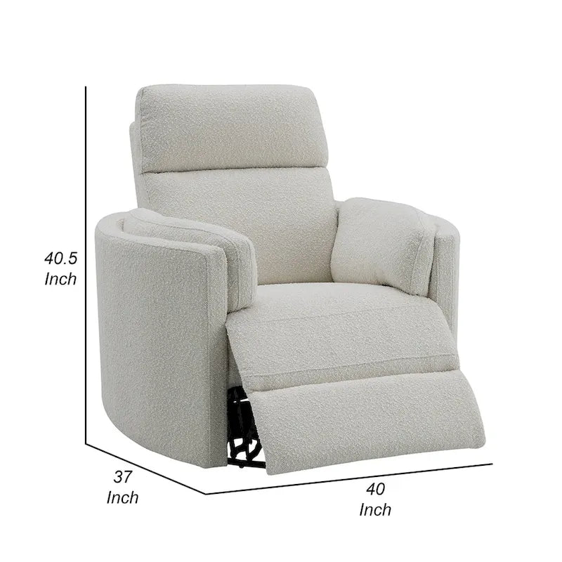 Sillón reclinable giratorio y mecedor — Beige, de bouclé mullido, con cojín suave y cómodo