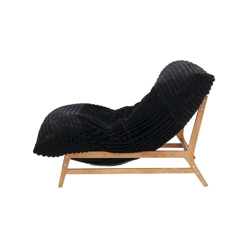 Großer, plüschiger Sitzsack-Loungesessel mit massivem Holzgestell, bequemer Loungesessel mit Daunenfüllung