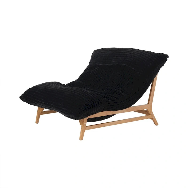 Großer, plüschiger Sitzsack-Loungesessel mit massivem Holzgestell, bequemer Loungesessel mit Daunenfüllung