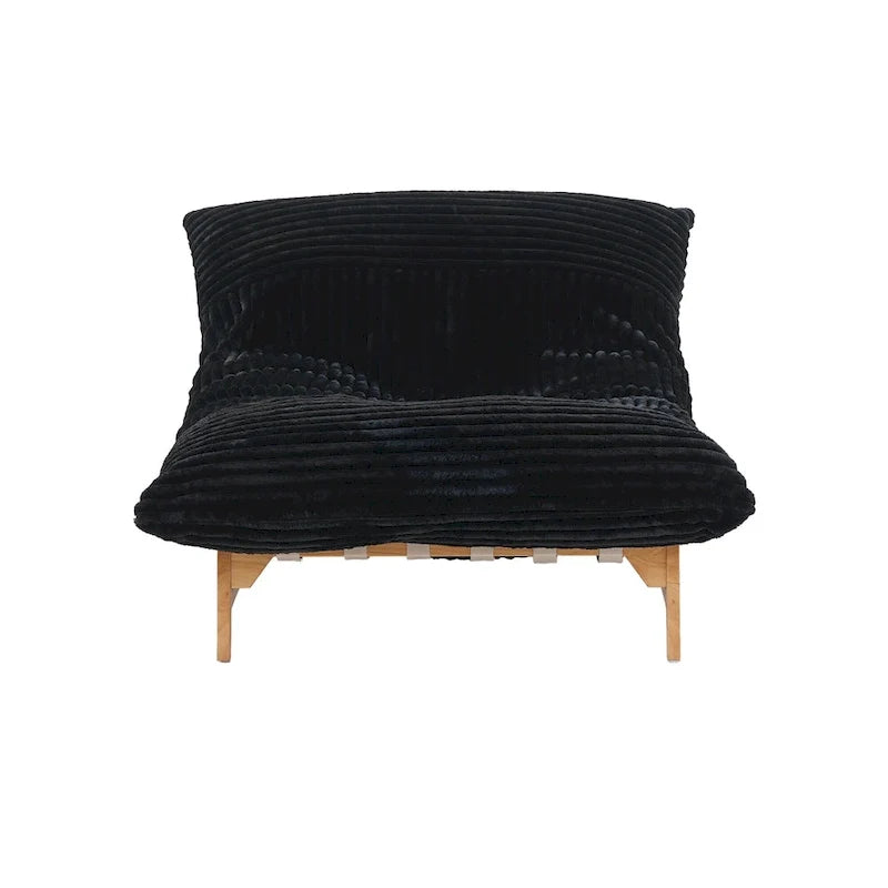 Großer, plüschiger Sitzsack-Loungesessel mit massivem Holzgestell, bequemer Loungesessel mit Daunenfüllung