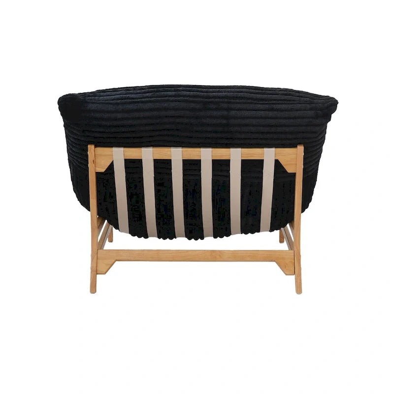 Großer, plüschiger Sitzsack-Loungesessel mit massivem Holzgestell, bequemer Loungesessel mit Daunenfüllung