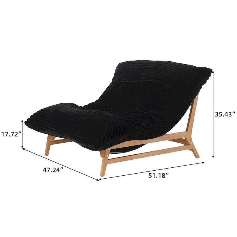 Großer, plüschiger Sitzsack-Loungesessel mit massivem Holzgestell, bequemer Loungesessel mit Daunenfüllung