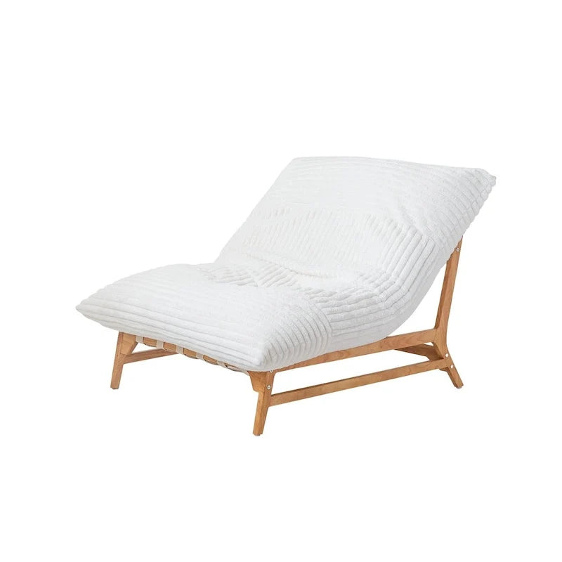 Großer, plüschiger Sitzsack-Loungesessel mit massivem Holzgestell, bequemer Loungesessel mit Daunenfüllung