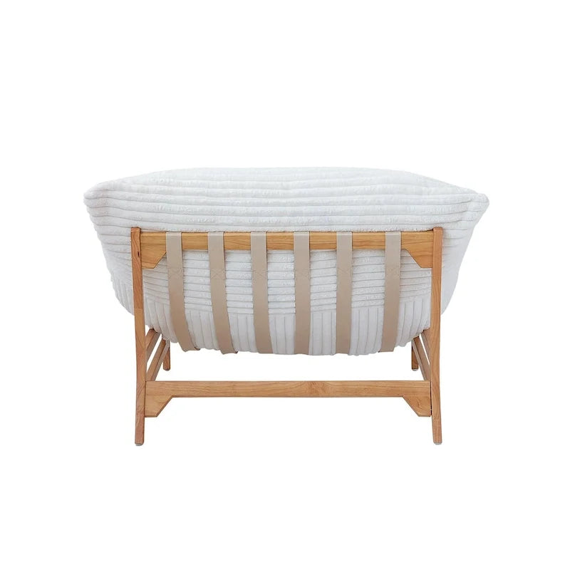 Großer, plüschiger Sitzsack-Loungesessel mit massivem Holzgestell, bequemer Loungesessel mit Daunenfüllung