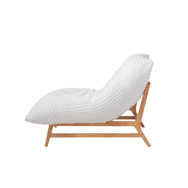 Großer, plüschiger Sitzsack-Loungesessel mit massivem Holzgestell, bequemer Loungesessel mit Daunenfüllung