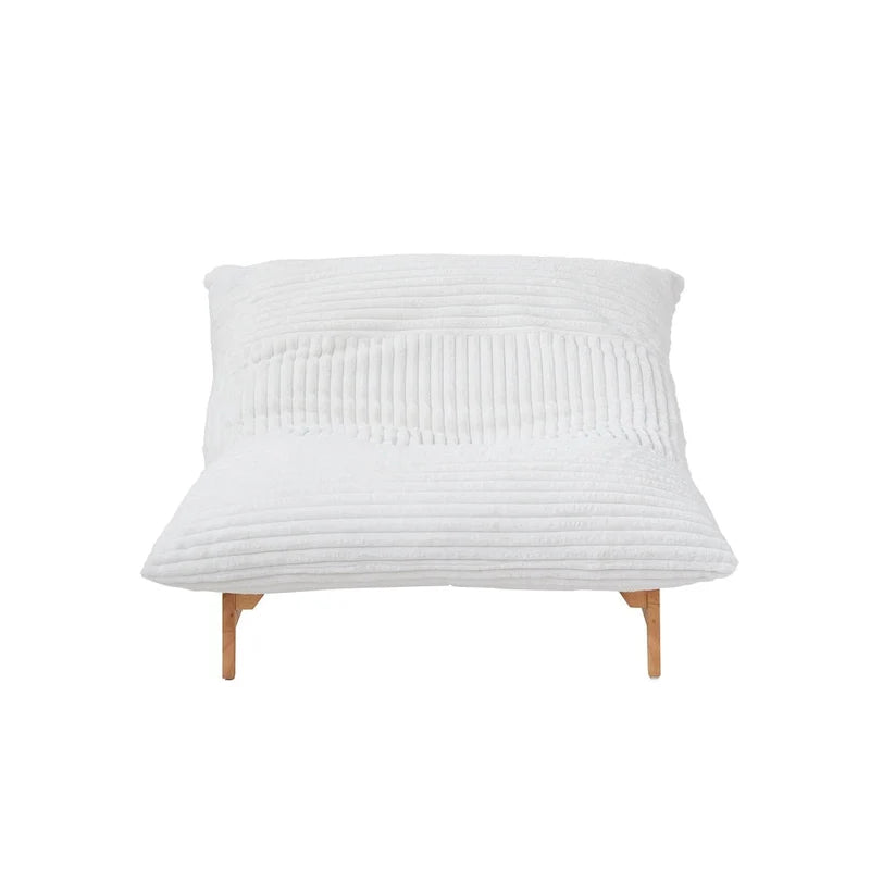 Großer, plüschiger Sitzsack-Loungesessel mit massivem Holzgestell, bequemer Loungesessel mit Daunenfüllung