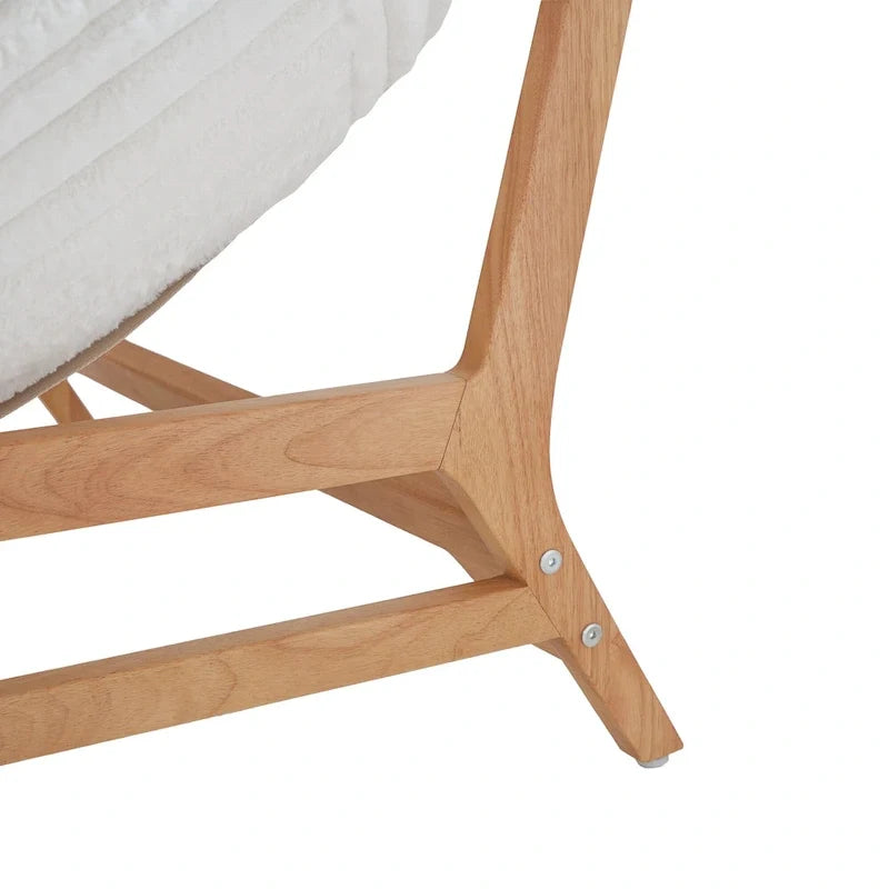 Großer, plüschiger Sitzsack-Loungesessel mit massivem Holzgestell, bequemer Loungesessel mit Daunenfüllung