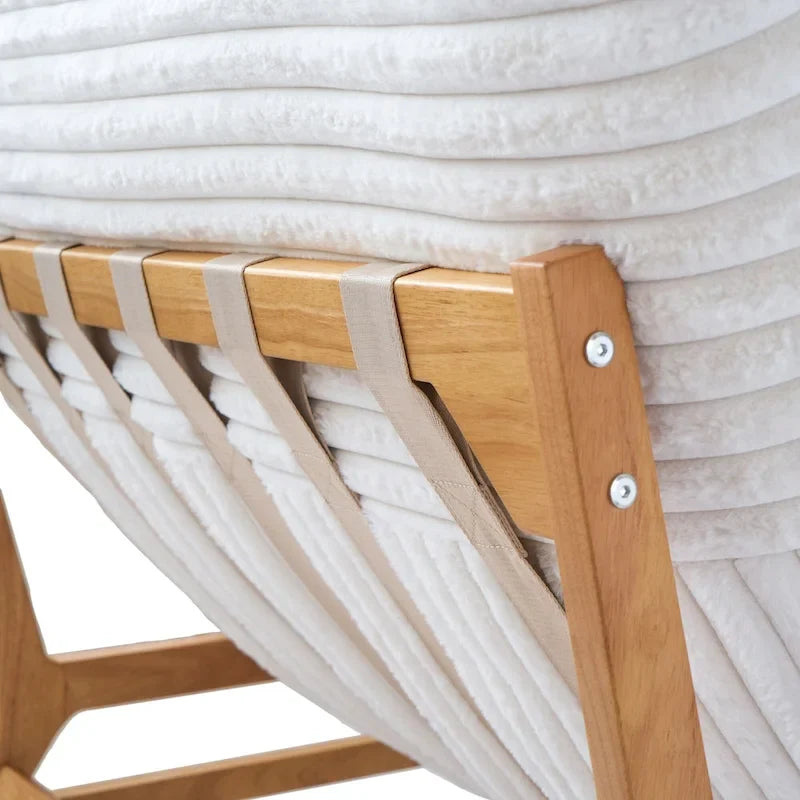 Großer, plüschiger Sitzsack-Loungesessel mit massivem Holzgestell, bequemer Loungesessel mit Daunenfüllung