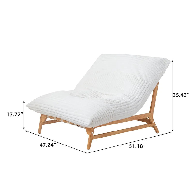 Großer, plüschiger Sitzsack-Loungesessel mit massivem Holzgestell, bequemer Loungesessel mit Daunenfüllung