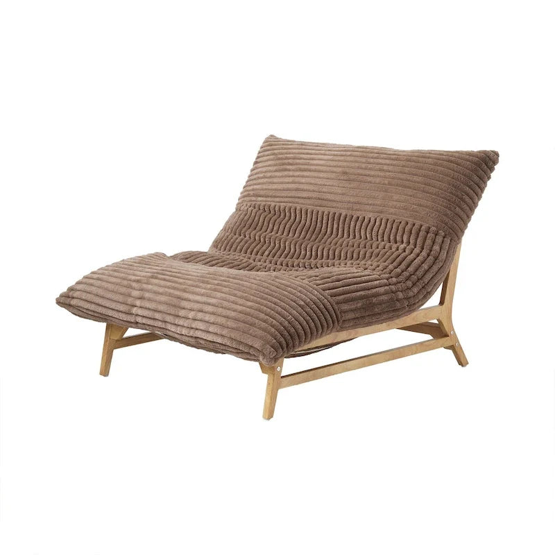 Großer, plüschiger Sitzsack-Loungesessel mit massivem Holzgestell, bequemer Loungesessel mit Daunenfüllung