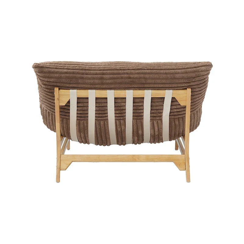 Großer, plüschiger Sitzsack-Loungesessel mit massivem Holzgestell, bequemer Loungesessel mit Daunenfüllung