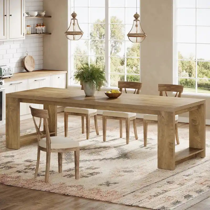 Esstisch aus Holz im Landhausstil, 86.61 Zoll, für 6-8 Personen