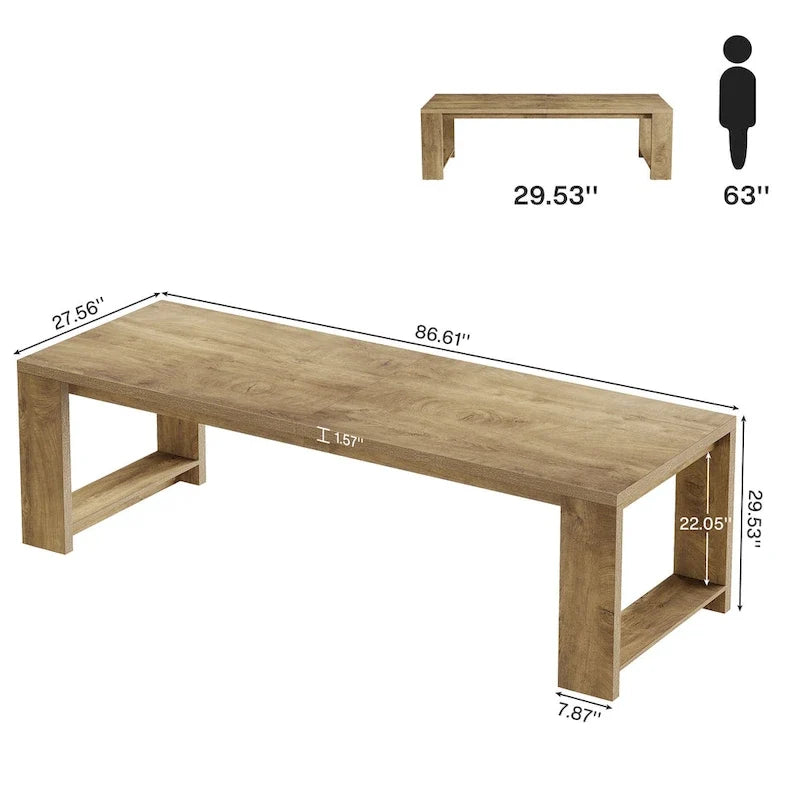 Esstisch aus Holz im Landhausstil, 86.61 Zoll, für 6-8 Personen