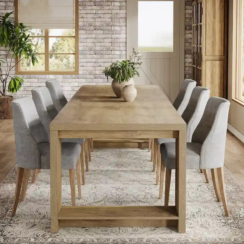 Table de salle à manger de style ferme en bois de 86.61 pouces pour 6 à 8 personnes