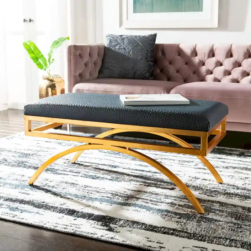 Banc incurvé de luxe moderne — 38 x 18 x 18.3 — Largeur 38 x profondeur 18 x hauteur 18