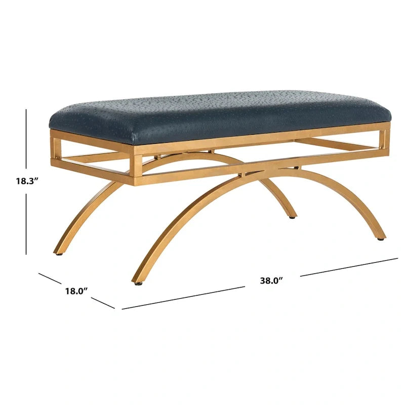 Banco curvo de lujo moderno — 38 x 18 x 18.3 — Ancho 38 x Profundidad 18 x Altura 18