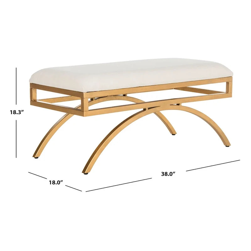Banco curvo de lujo moderno — 38 x 18 x 18.3 — Ancho 38 x Profundidad 18 x Altura 18