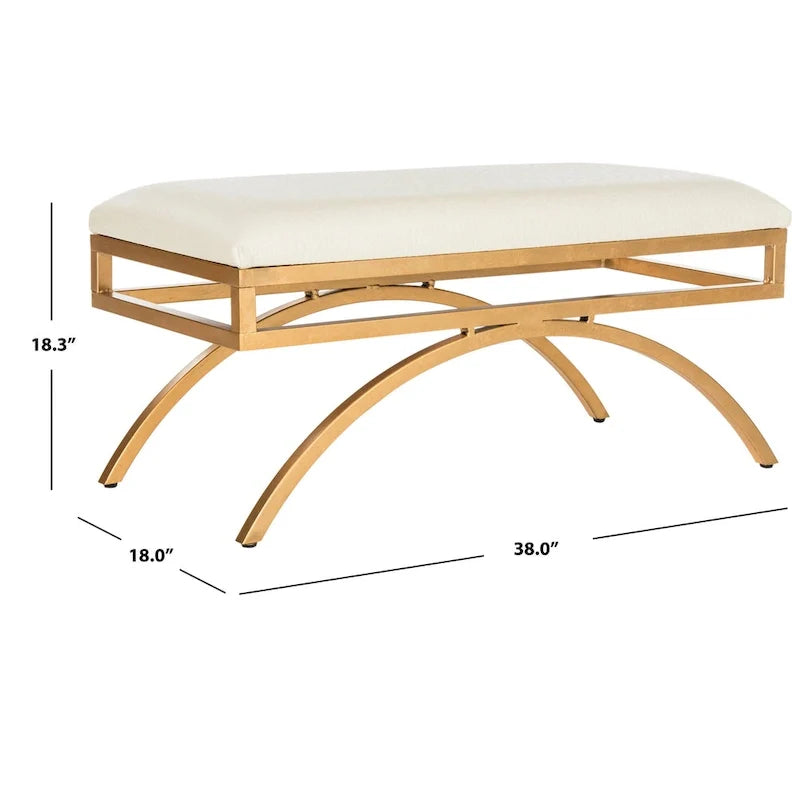 Banco curvo de lujo moderno — 38 x 18 x 18.3 — Ancho 38 x Profundidad 18 x Altura 18