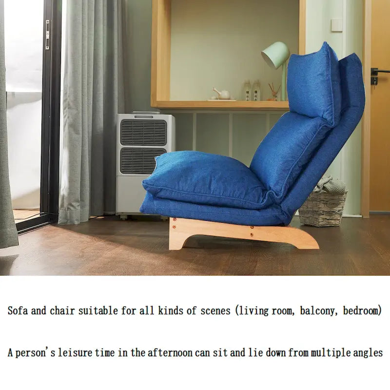 Fauteuil de détente inclinable pliant bleu rembourré - 48.00 x 27.56 x 37.01