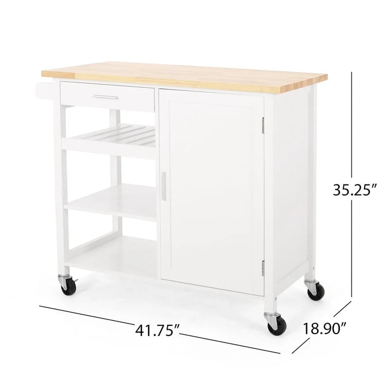 Chariot de cuisine de style moderne avec roulettes — W 41.75 x D 18.90 x H 35.25