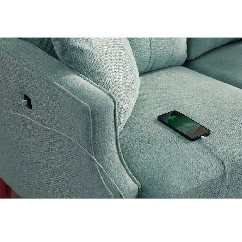 Gepolstertes Sofa mit wasserabweisendem Stoff und USB-Anschluss - 32.30 x 70.10 x 35.03