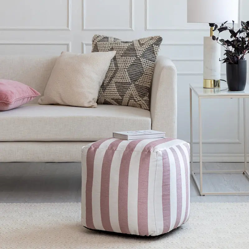 Pouf carré moelleux d’intérieur/extérieur de 18 x 18 pouces